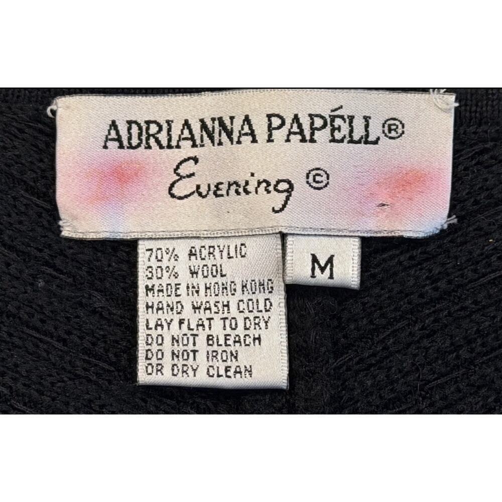Adrianna Papell Black Sequin Open Front Wool Blend Cardigan Embellishments: M - Picture 7 of 7